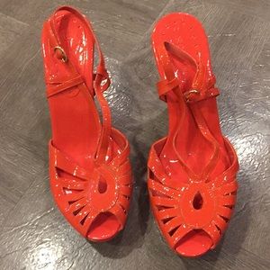 BCBGirls red orange strap heels